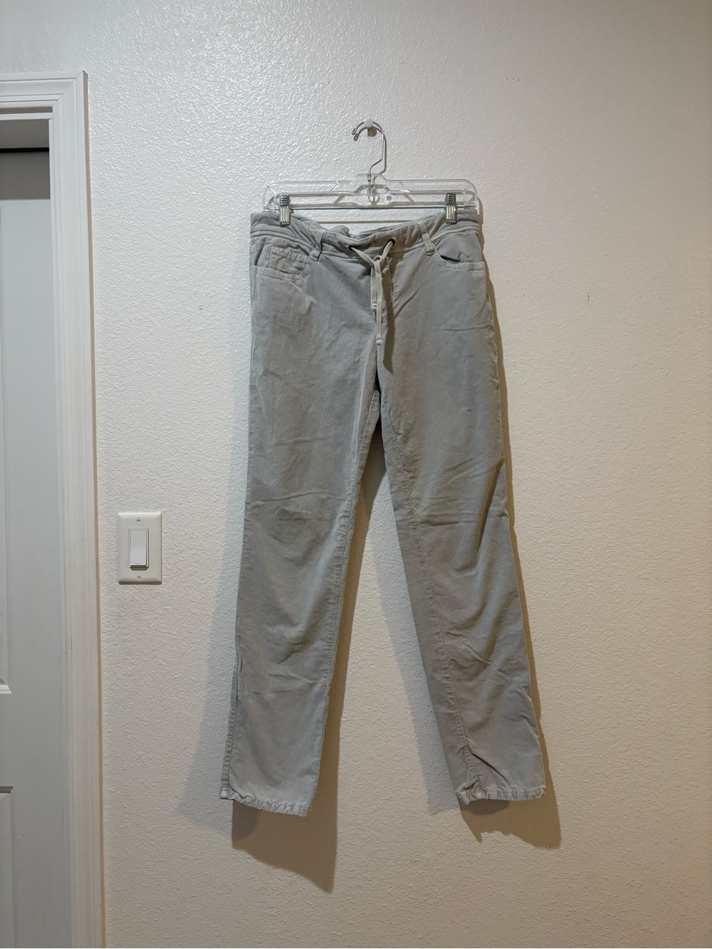 James Perse size 3 medium Light Gray Straight-Leg Drawstring Jeans
